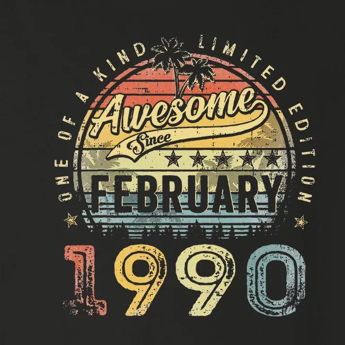 33rd Birthday Gift Awesome Since February 1990 33 Year Old Toddler Long Sleeve Shirt