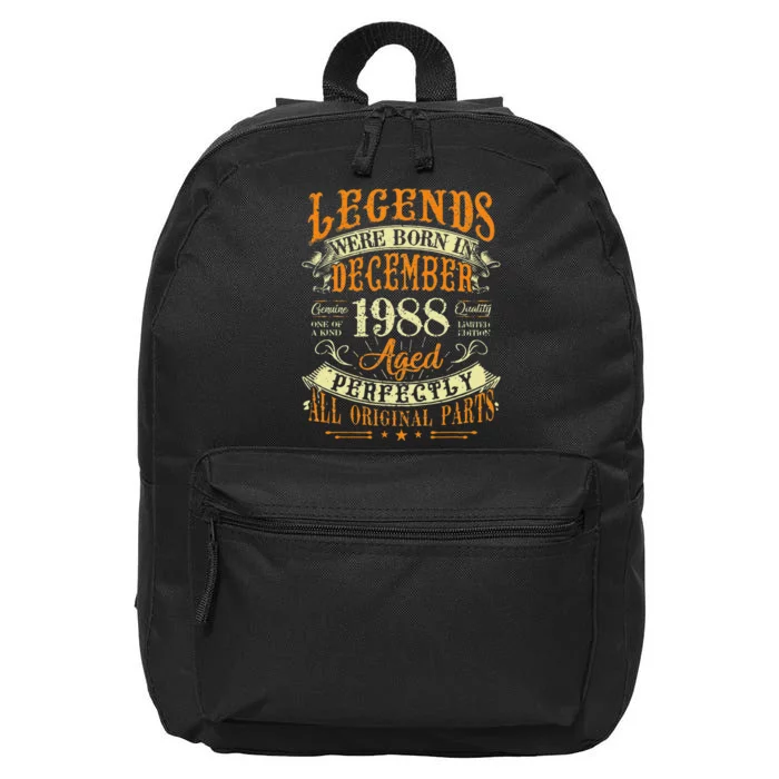 34th Birthday Gift 34 Years Old Legends Born December 1988 16 in Basic Backpack