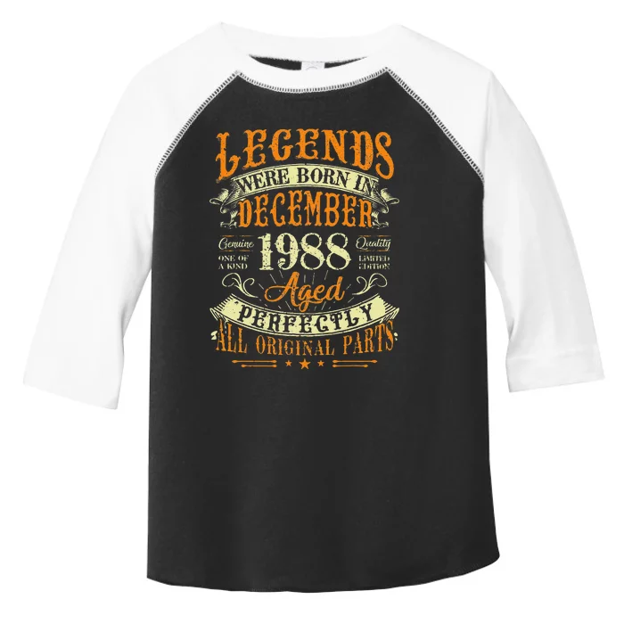 34th Birthday Gift 34 Years Old Legends Born December 1988 Toddler Fine Jersey T-Shirt