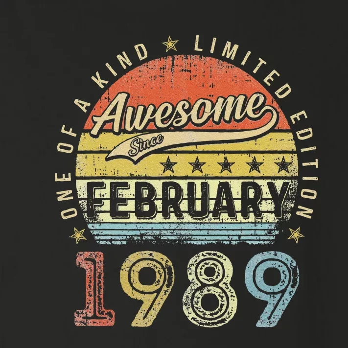 34th Birthday Gift Awesome Since February 1989 34 Year Old Cute Toddler Long Sleeve Shirt