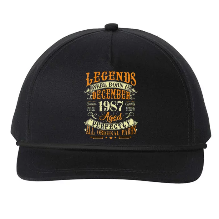 35th Birthday Gift 35 Years Old Legends Born December 1987 Snapback Five-Panel Rope Hat