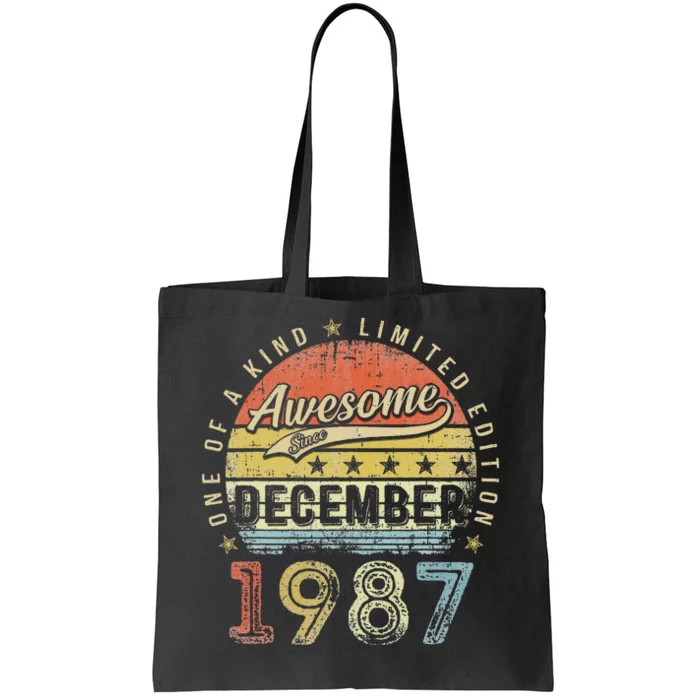 35th Birthday Gift Awesome Since December 1987 35 Year Old Tote Bag