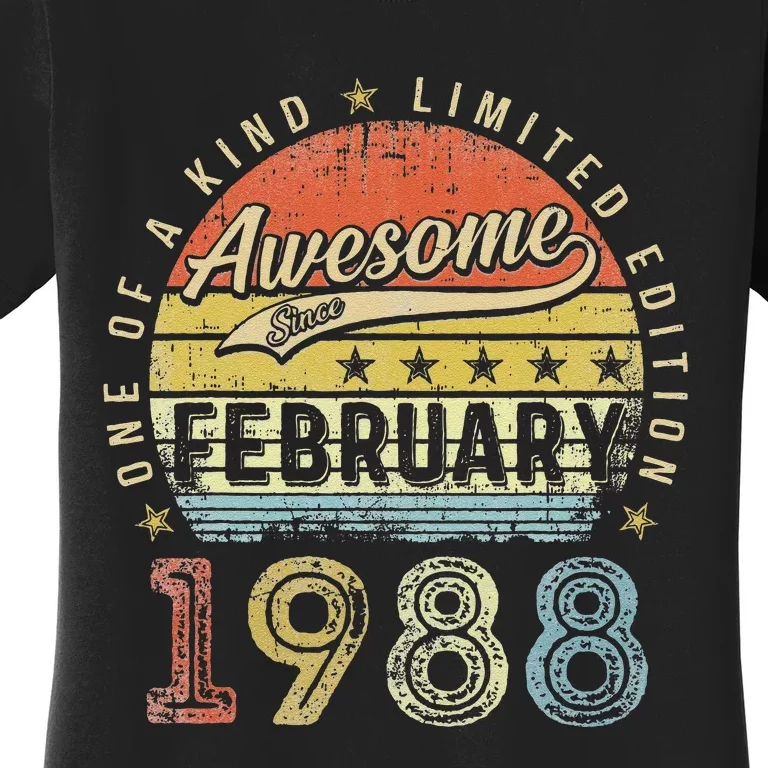 35th Birthday Gift Awesome Since February 1988 35 Year Old Women's T-Shirt