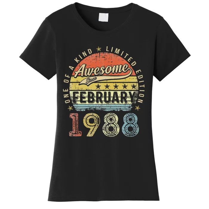 35th Birthday Gift Awesome Since February 1988 35 Year Old Women's T-Shirt