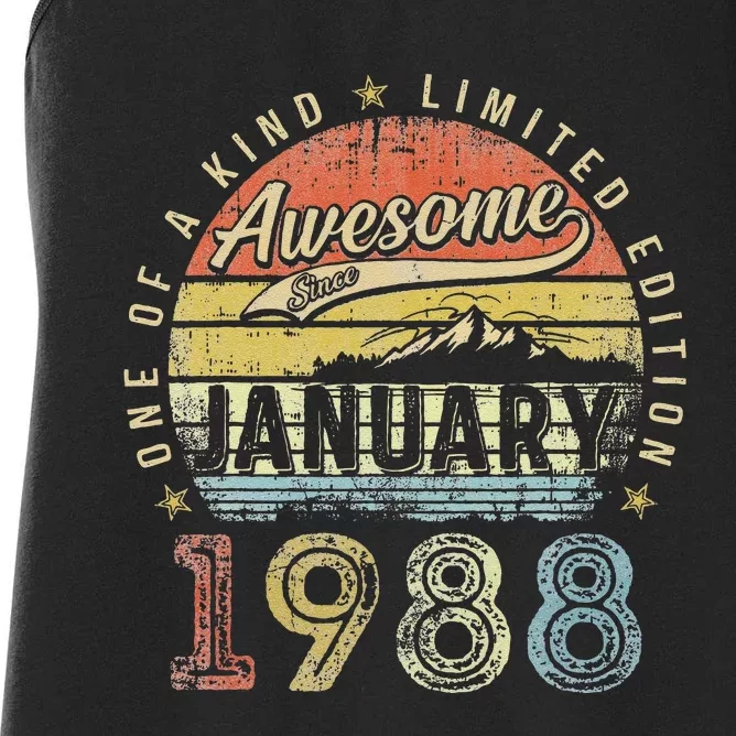 35th Birthday Gift Awesome Since January 1988 35 Year Old Women's Racerback Tank