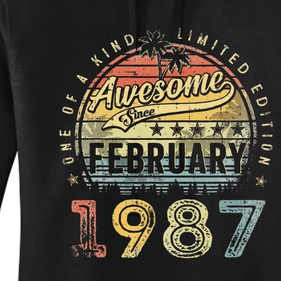 36th Birthday Gift Awesome Since February 1987 36 Year Old Cute Women's Pullover Hoodie