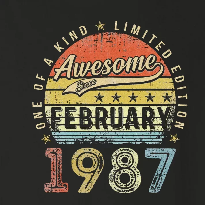 36th Birthday Gift Awesome Since February 1987 36 Year Old Love Toddler Long Sleeve Shirt