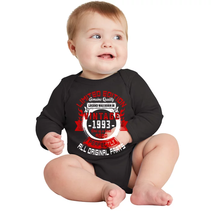 30th Birthday Gift Vintage Legends Born In 1993 30 Years Old Baby Long Sleeve Bodysuit