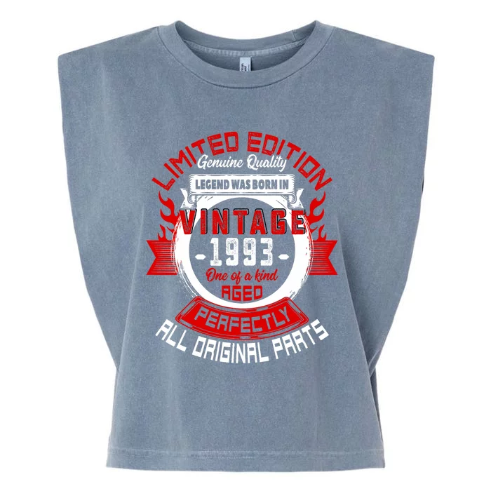 30th Birthday Gift Vintage Legends Born In 1993 30 Years Old Garment-Dyed Women's Muscle Tee