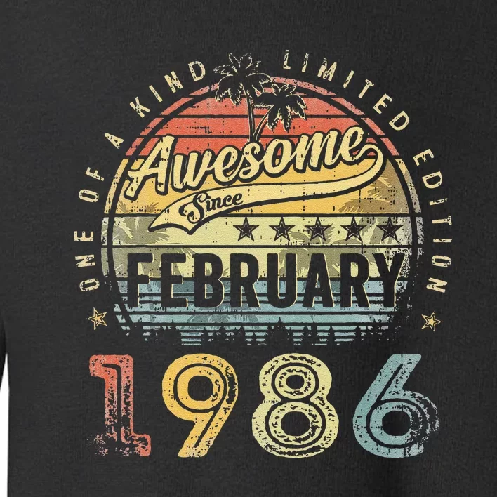 37th Birthday Gift Awesome Since February 1986 37 Year Old Cute Toddler Sweatshirt