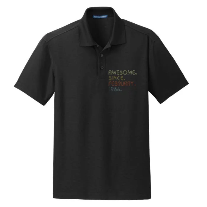 37th Birthday Gift Awesome Since February 1986 37 Year Old Love Dry Zone Grid Performance Polo