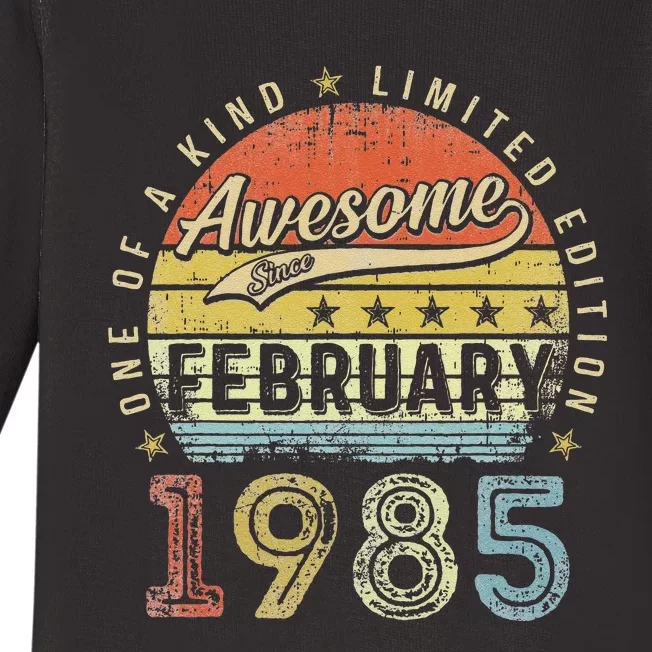 38th Birthday Gift Awesome Since February 1985 38 Year Old Love Cute Baby Long Sleeve Bodysuit