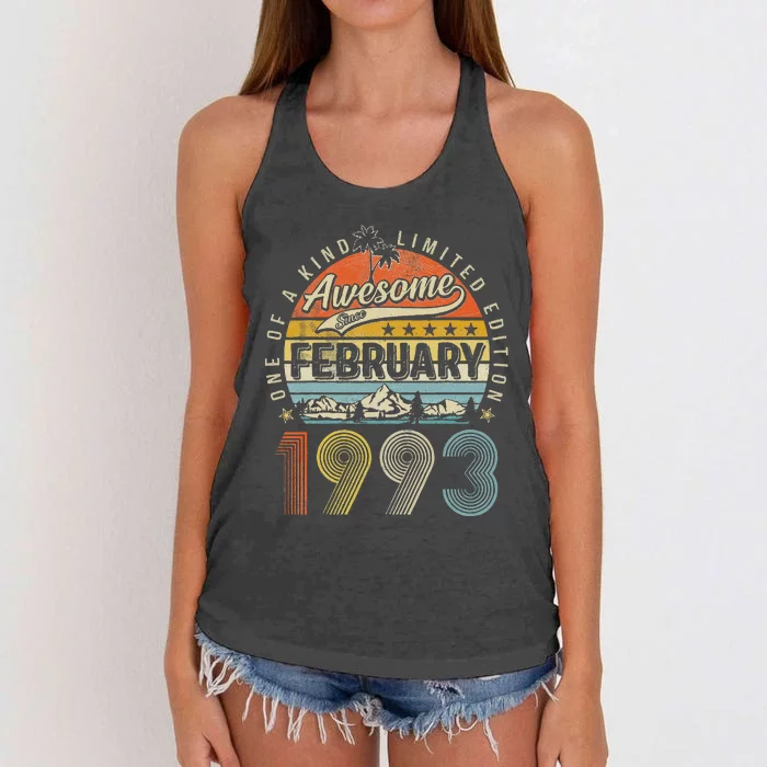 30th Birthday Gift Awesome Since February 1993 30 Year Old Love Cute Women's Knotted Racerback Tank