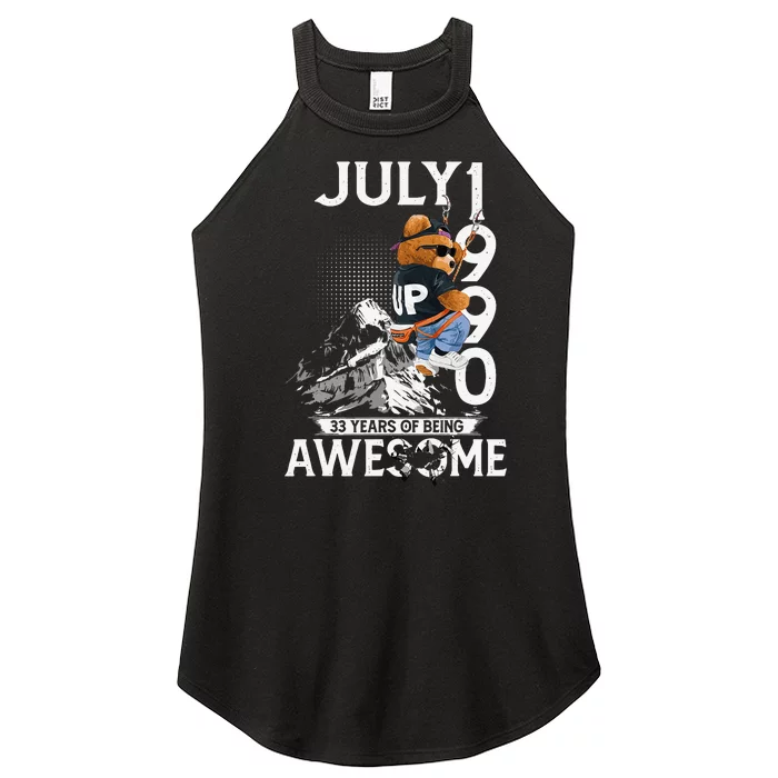 33rd Birthday Gifts Vintage July 1990 33 Years Old Women’s Perfect Tri Rocker Tank