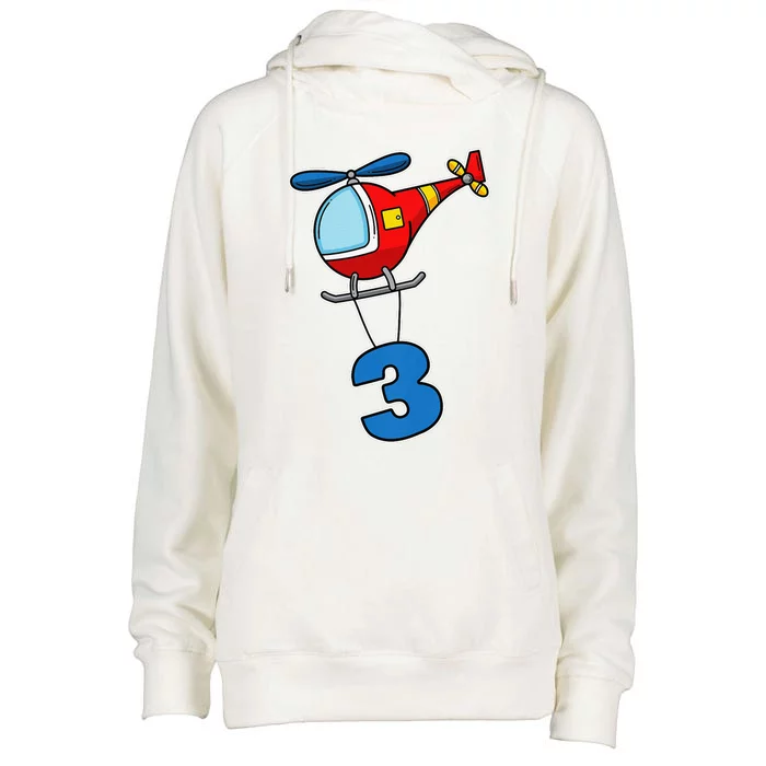 3rd Birthday Gift For A Boy I Funny Helicopter Womens Funnel Neck Pullover Hood