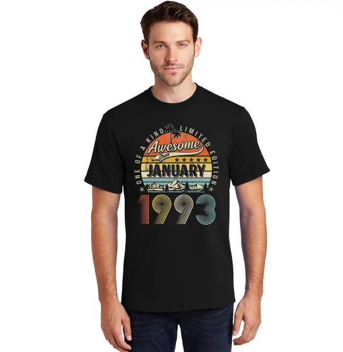 30th Birthday Gift Awesome Since January 1993 30 Year Old Cute Tall T-Shirt