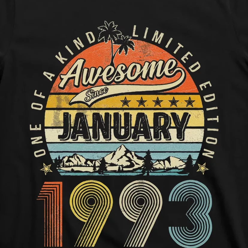 30th Birthday Gift Awesome Since January 1993 30 Year Old T-Shirt