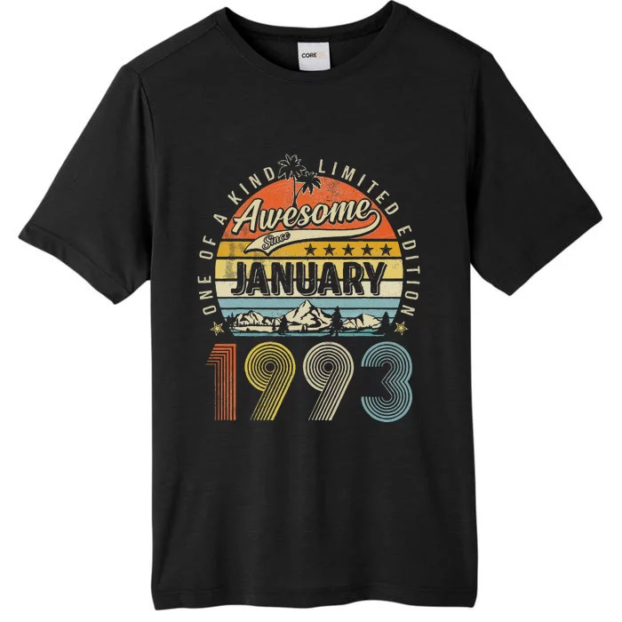 30th Birthday Gift Awesome Since January 1993 30 Year Old ChromaSoft Performance T-Shirt