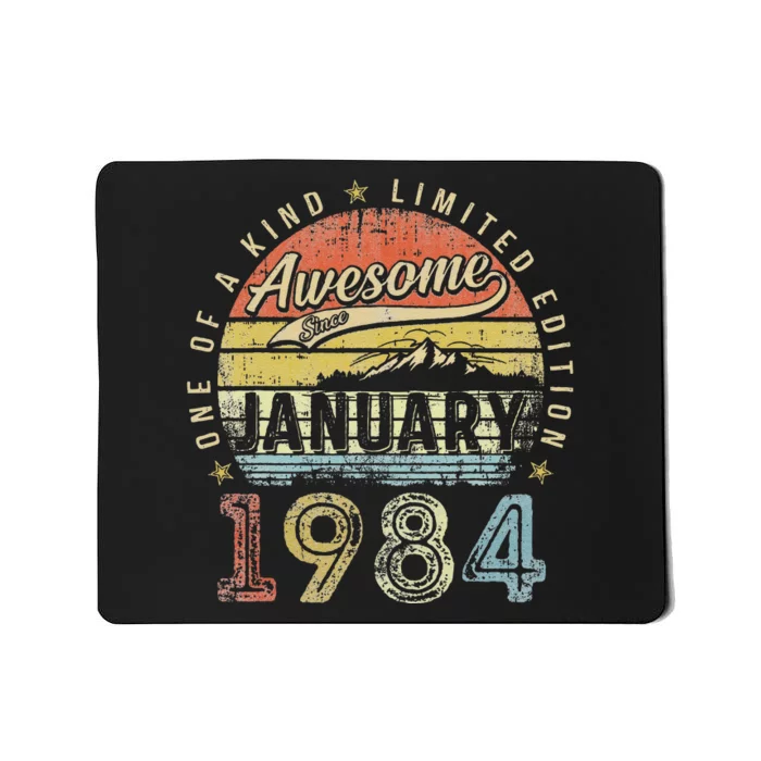 39th Birthday Gift Awesome Since January 1984 39 Year Old Cute Mousepad