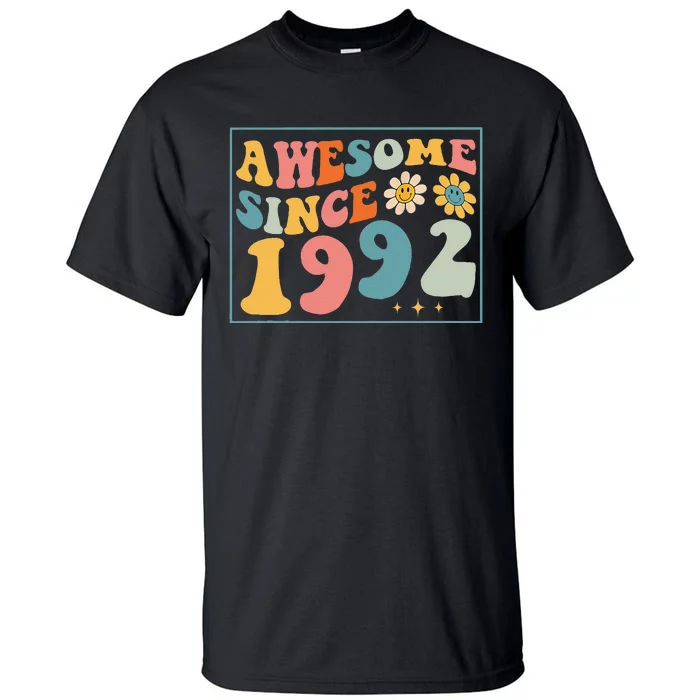 30th Birthday Gifts Awesome Since 1992 30 Years Old Groovy Tall T-Shirt