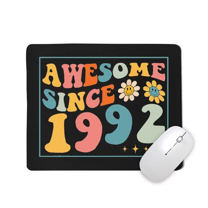 30th Birthday Gifts Awesome Since 1992 30 Years Old Groovy Mousepad