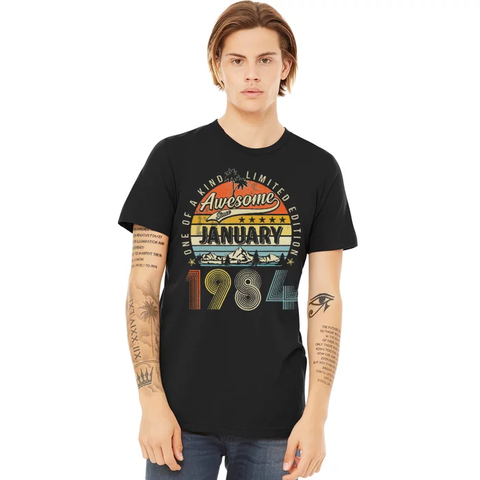 39th Birthday Gift Awesome Since January 1984 39 Year Old Premium T-Shirt