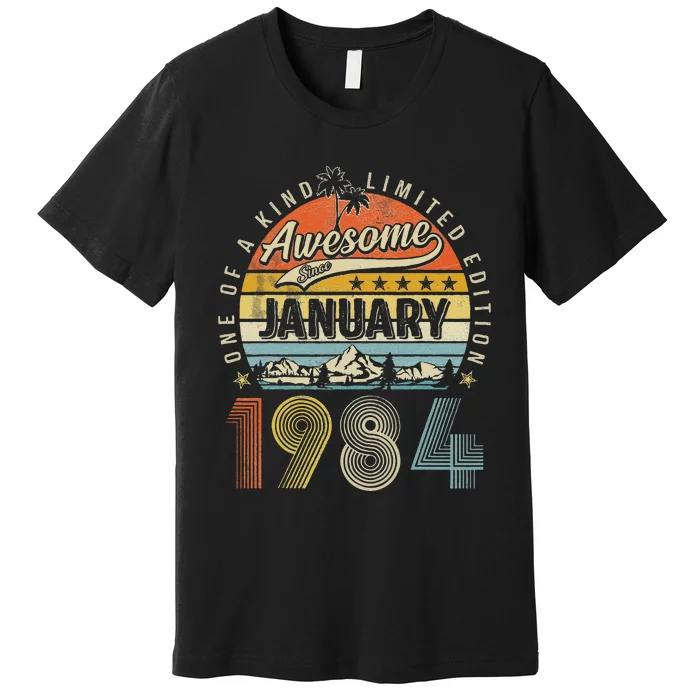 39th Birthday Gift Awesome Since January 1984 39 Year Old Premium T-Shirt