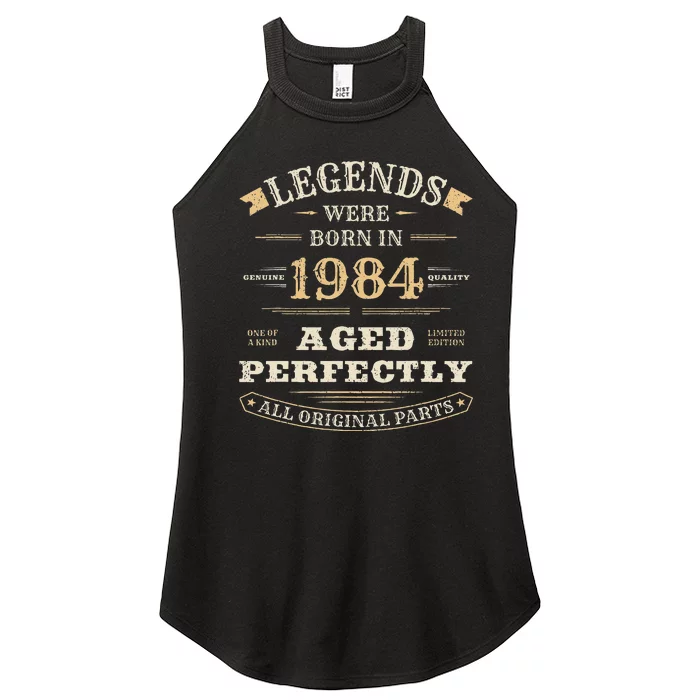 39th Birthday Gift Vintage Legends Born In 1984 39 Years Old Women’s Perfect Tri Rocker Tank