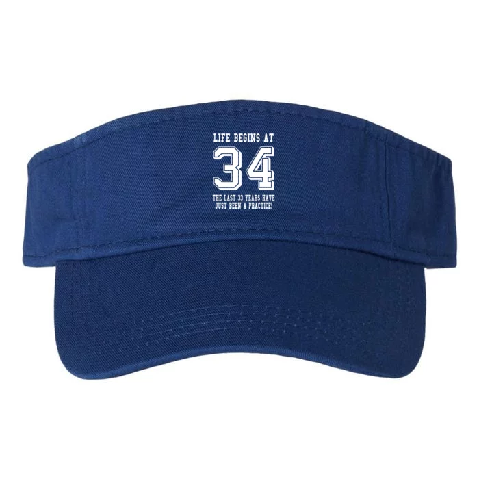 34th Birthday Life Begins At 34 White Valucap Bio-Washed Visor