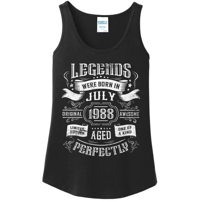 35th Birthday Legends were born in July 1988 Ladies Essential Tank