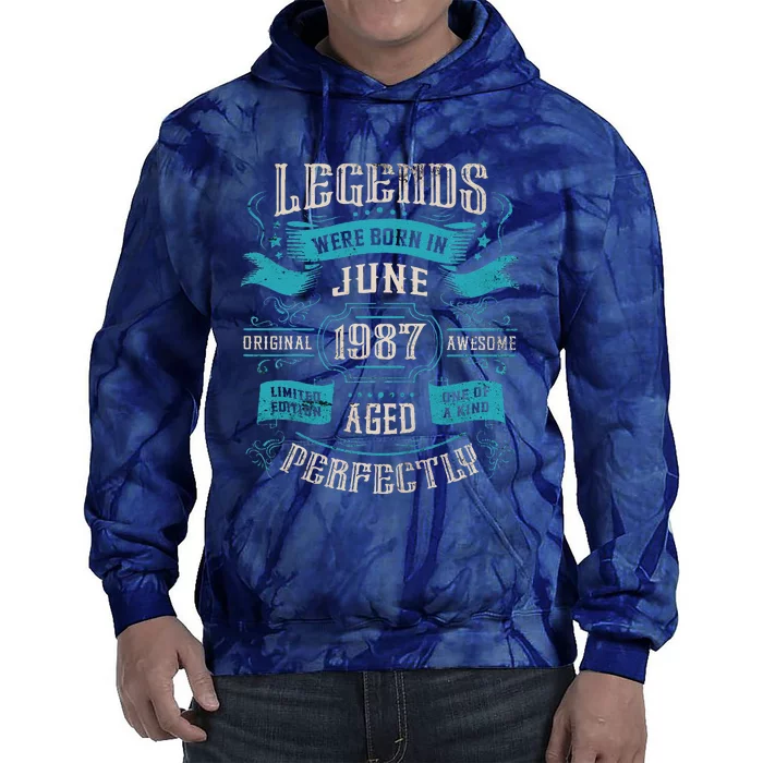 36th Birthday Legends Were Born In June 1987 Tie Dye Hoodie