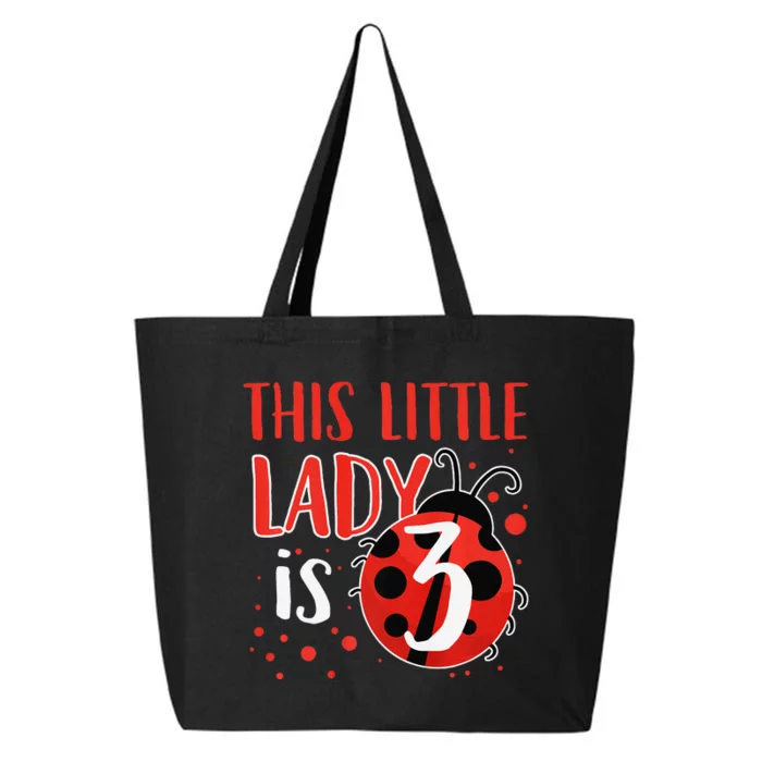 3rd Birthday Ladybug Cute Gift For Three Years Old Premium 25L Jumbo Tote