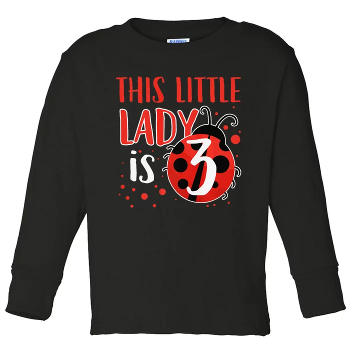 3rd Birthday Ladybug Cute Gift For Three Years Old Premium Toddler Long Sleeve Shirt