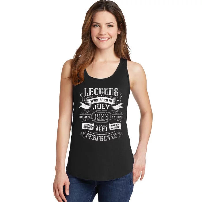 35th Birthday Legends were born in July 1988 Ladies Essential Tank