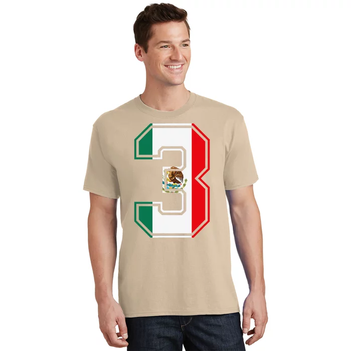 3rd Birthday Mexican 3 Years Old Number 3 Mexico Flag T-Shirt