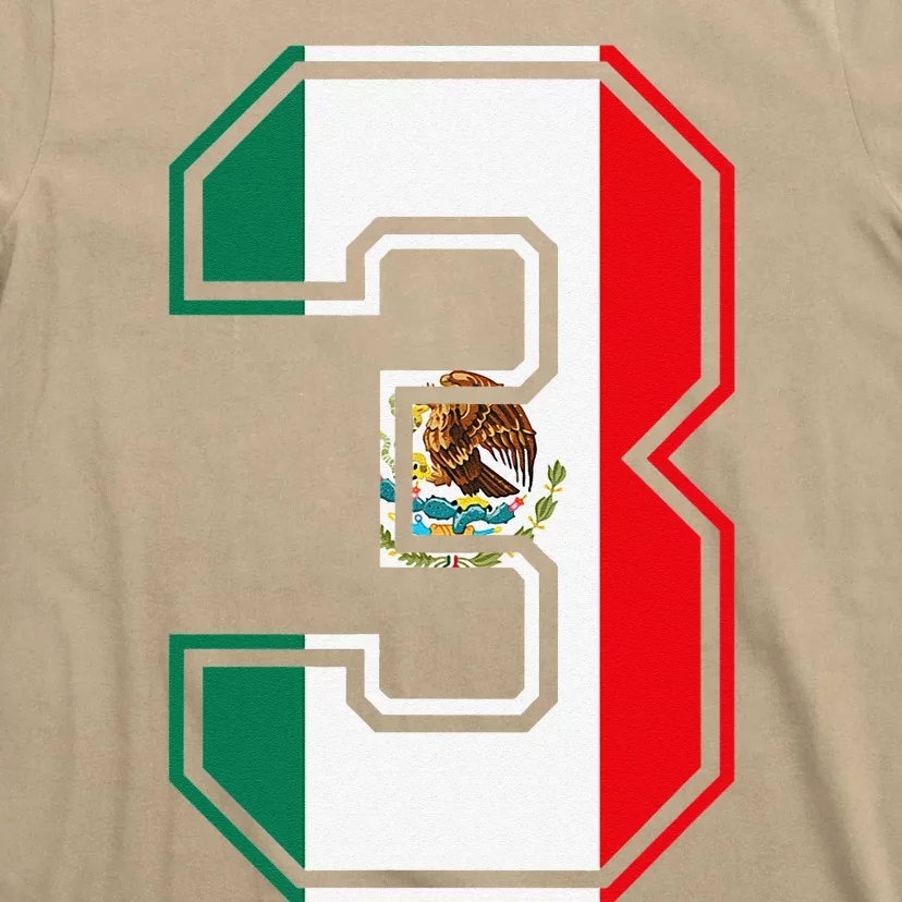 3rd Birthday Mexican 3 Years Old Number 3 Mexico Flag T-Shirt