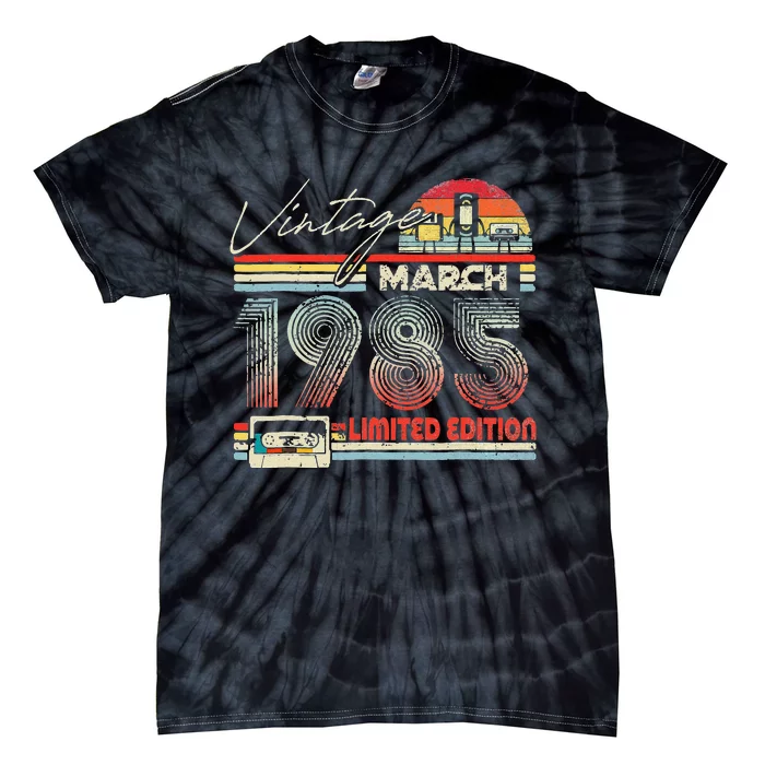 38th Birthday March 1985 Vintage Cassette Limited Edition Tie-Dye T-Shirt