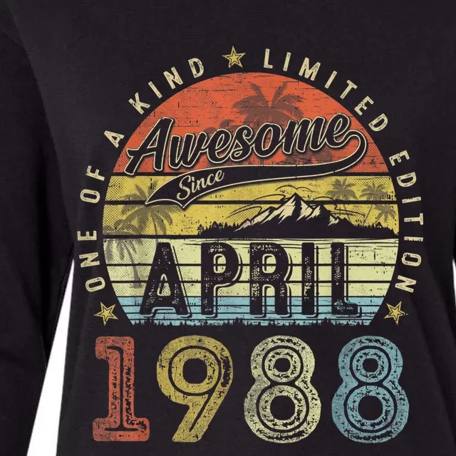 35th Birthday Present Gift Awesome Since April 1988 35 Year Old Womens Cotton Relaxed Long Sleeve T-Shirt