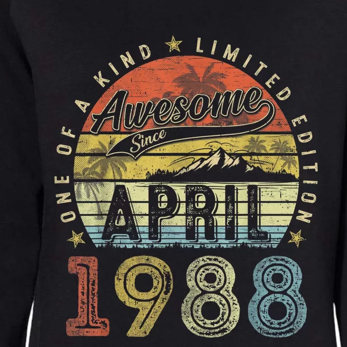 35th Birthday Present Gift Awesome Since April 1988 35 Year Old Womens California Wash Sweatshirt