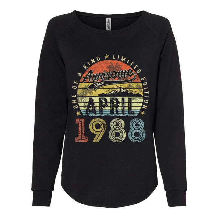 35th Birthday Present Gift Awesome Since April 1988 35 Year Old Womens California Wash Sweatshirt