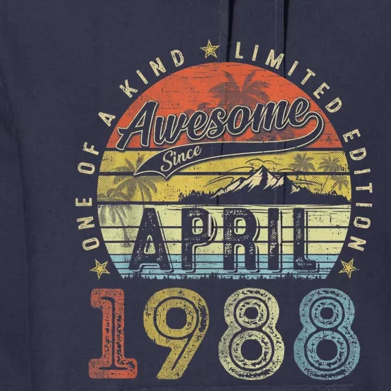 35th Birthday Present Gift Awesome Since April 1988 35 Year Old Premium Hoodie