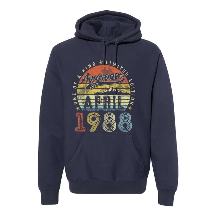 35th Birthday Present Gift Awesome Since April 1988 35 Year Old Premium Hoodie