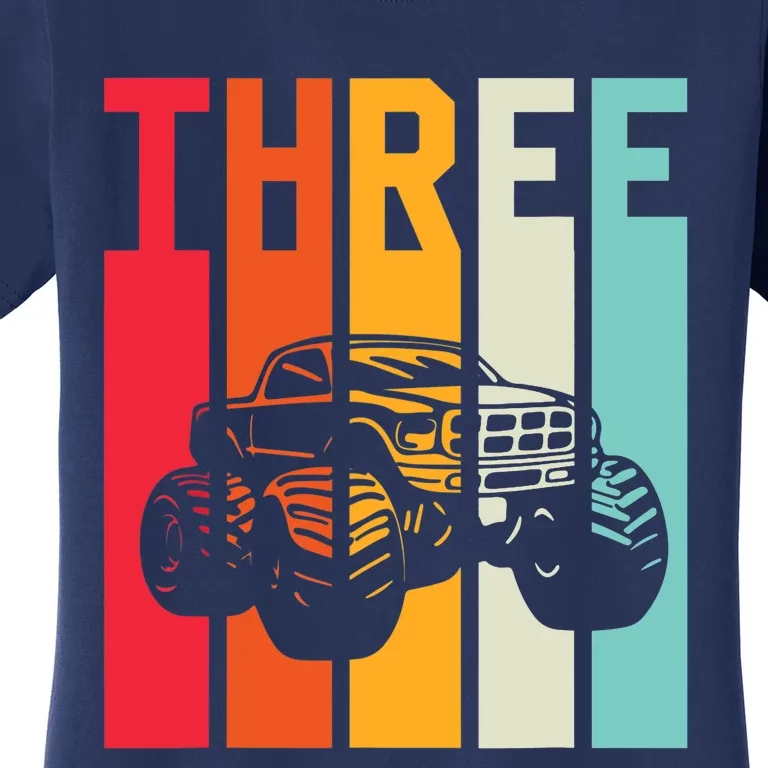 3rd Birthday Retro Monster Truck Boys Girl 3 Years Old Women's T-Shirt