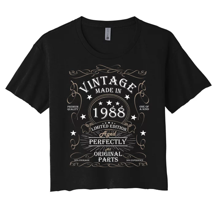 36th Birthday Retro Limited Edition Man Woman Vintage 1988 Women's Crop Top Tee