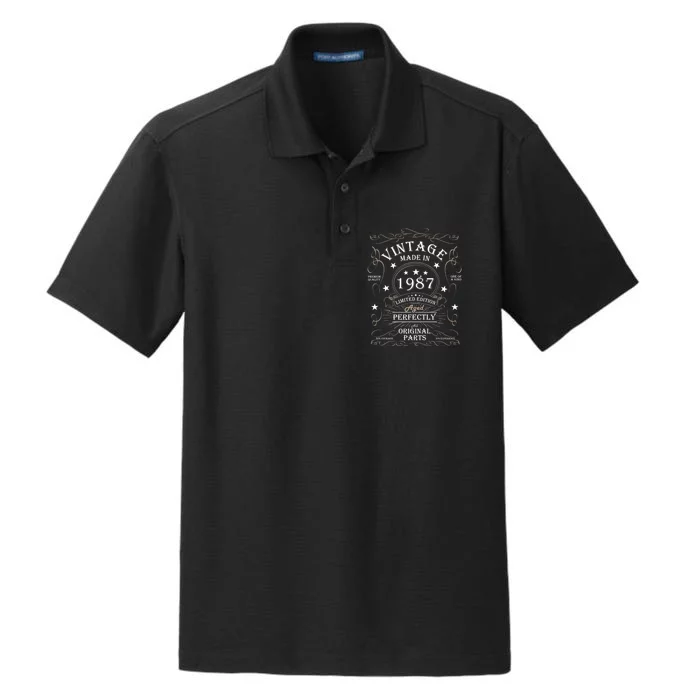 37th Birthday Retro Limited Edition Man Woman Vintage 1987 Dry Zone Grid Performance Polo