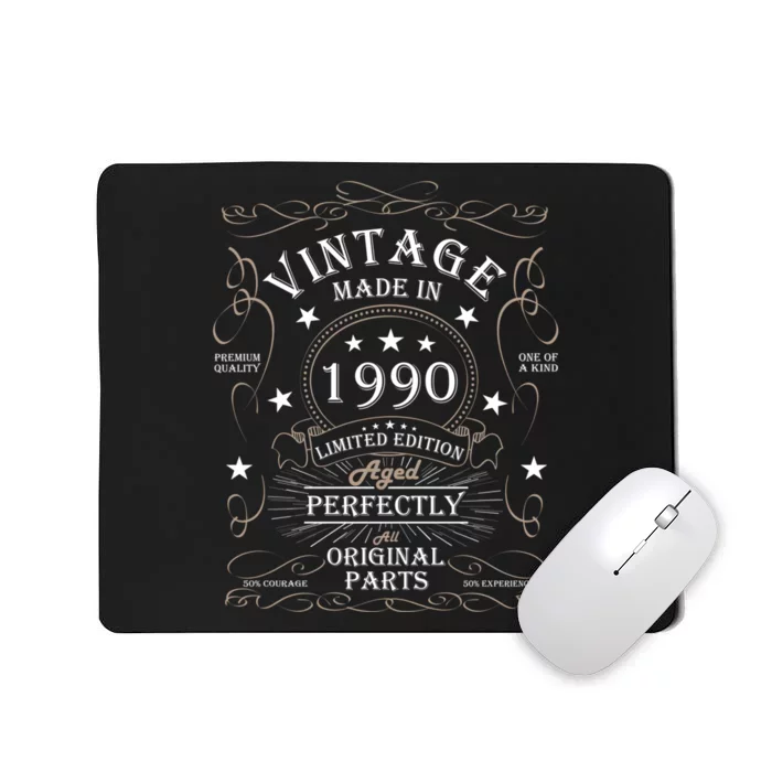 34th Birthday Retro Limited Edition Man Woman Vintage 1990 Mousepad