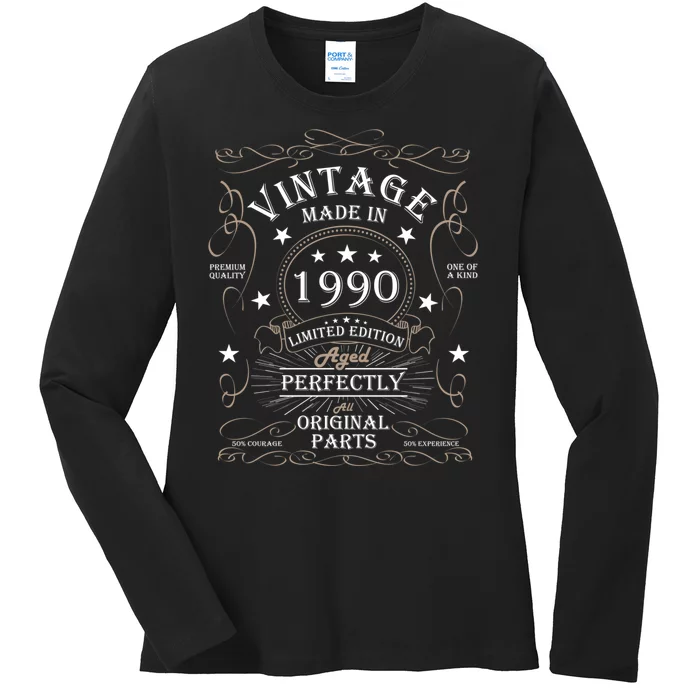 34th Birthday Retro Limited Edition Man Woman Vintage 1990 Ladies Long Sleeve Shirt