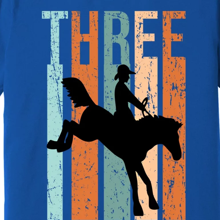 3rd Birthday Retro Rodeo Horse Lovers Cow Rider Gift Premium T-Shirt