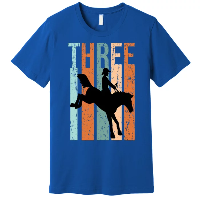 3rd Birthday Retro Rodeo Horse Lovers Cow Rider Gift Premium T-Shirt