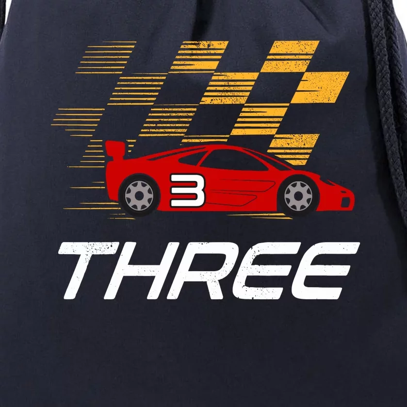 3rd Birthday Race Car Gift I Three Years Old Boy Drawstring Bag